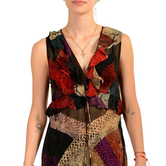 Just Cavalli Women's Multi-Color Sleeveless Blouse Top US S IT 40 - Picture 1 of 5
